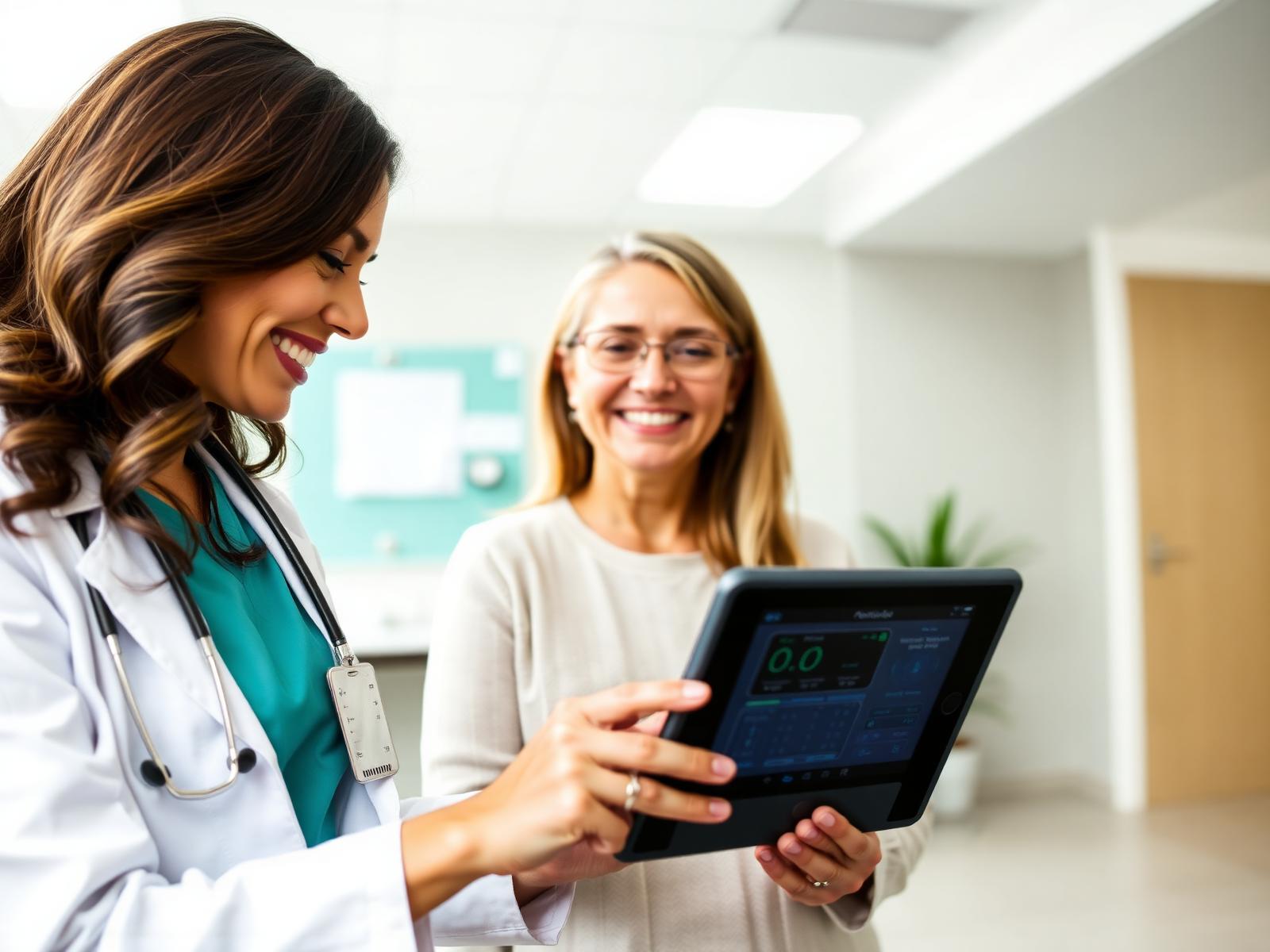 Endocrinologist reviewing data with a patient